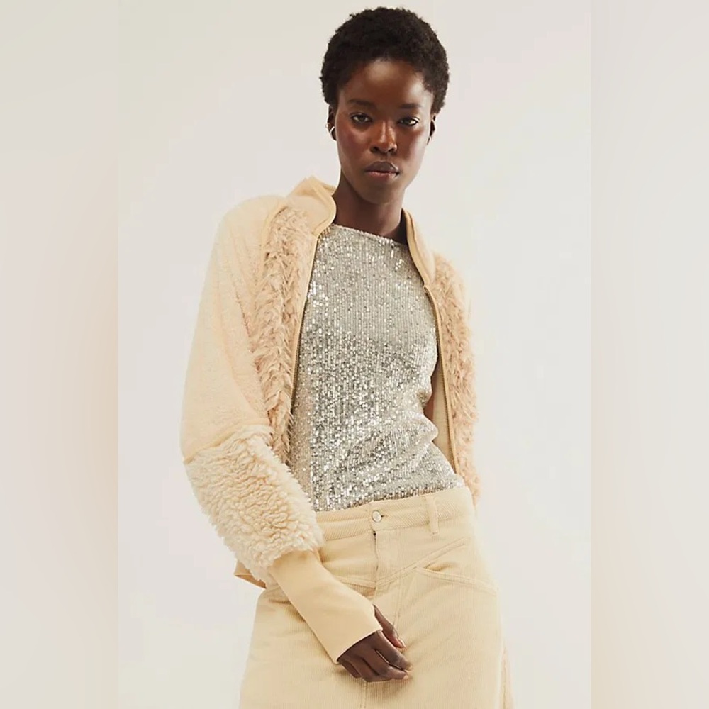 FREE‎ PEOPLE FP One - Aurora Jacket in Creme Light Tan Combo Sz XL NWOT